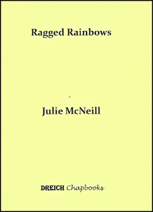 The jacket is a pale yellow, and plain, no images. All text is black and centred. The title is in the top two inches, in lower case with first letter cap. Then the author's name, somewhat bigger and also lowercase in the centre of the jacket. At the foot of the jacket the publisher's name: DREICH IN small black caps, then 'Chapbooks' in italic lower case.