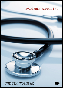 The jacket is a photograph, a large closeup of (I think) a stethoscope, with the listening part shining silver in the foreground.. It is sitting on some kind of pale work surface. The title is top right, justified right in red caps, the sort of font that might have appeared in an old telegram. The author's name is in caps of the same size and style bottom left but they are black. The publisher's logo, a small black hedgehog silhouette is in the bottom right hand corner, quite small.