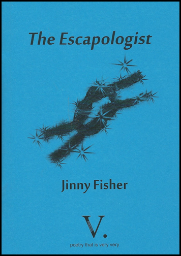The jacket is bright blue with all text and imagery black. The image at the centre is of some kind of rope tied in a granny knot (this features in the title poem). There are little star shapes around the note, so it looks magical. The collection title is centred in black lowercase italics at the top of the jacket. The author's name, in a smaller regular lowercase type is below the granny knot. The publisher's logo, a large V plus dot is centred at the foot of the jacket.