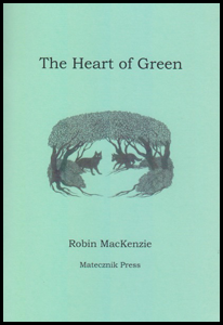 The jacket is pale green. The title, the author, and the name of the press are all centred in black lower case, the title fairly big, then the other two decreasing in size. Between title and author there is a large monochrome ink drawing or print of some foxes in a clearing in a wood. 
