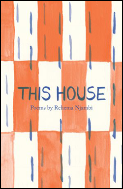 The jacket has a wallpaper design of white and orange blocks in three rows. There are also dark blue lines variously and these match the title, which is lettered in the same blue strokes in caps right in the middle of the jacket. Below this, very much smaller and in blue lower case 'Poems by Rehema Njambi'. No other text.