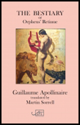 The A5 jacket is pink with a smaller rectangle in the middle holding a full colour painting of Orpheus in classical pose, naked (seen from behind) and holding a large red lyre. There are animals around him looking appropriately docile: a crocodile, 2 lions, a flamingo, and smaller creatures: frog, mice etc. The pink areas hold the text. First the title in black caps above the painting. Below the painting (all text is centred) the French author's name in black lower case, and below that in smaller lower case the name of the translator. Below that the Arc logo.