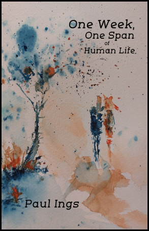 The whole of the jacket is a water colour on white backing. The images are created by blurring paint in water or perhaps dripping it on and letting it blur into a wash. But the shapes suggest on the left a blueish tree and on the right two people. The one on the left may be male and is blue, the one on the right seems to have longer hair and is more pinky orange. The title is right justified in the top right hand corner, broken into four sections which steadily diminish in size as they go down the page. The author's name is bottom left and left justified, roughly the same size as the top line of the title. The font is sans serif and spindly, and the colour dark grey.