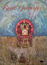 A colour painting occupies the full cover. It shows a Romany caravan, from the front, with a short ladder-type staircase in. A blue sky, behind this red, arch-shaped caravan, occupies just over half the cover. The bottom half is a pale brown field. So the wheels of the caravan are agains thte filed, and so is a kettle and some other implements. The author's name, in large red calligraphic font, loops its way across the sky in the top two inches. Below this the title appears much smaller in lower case dark blue letters. 