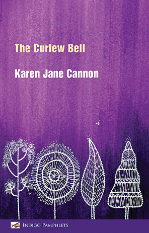 Purple wash cover with row of white painted trees patterning the bottom