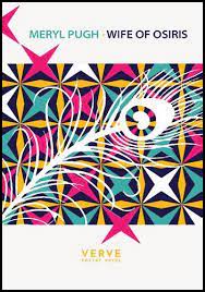 White cover with bright coloured patterning in large block in centre; centrepiece of this is a white peacock feather