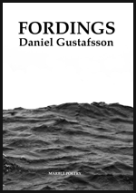The jacket is half occupied by a photographic image of a grey sea, and the other half white sky, in which the title, in large black caps is centred, with the name of the author in black lowercase (but exactly the same width) just below.