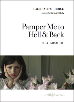White jacket with a full colour photograph as a band in the lower half. The photo shows a girl to the left, head and shoulders, her head in her hands and a grim expression. To her right appear to be pinkish flowers. Ih the top half the book title is justified right in large lower case with the name of the poet below this in small caps.